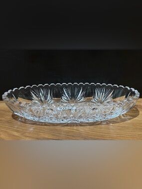 Vintage Oval Cut Crystal Celery Dish